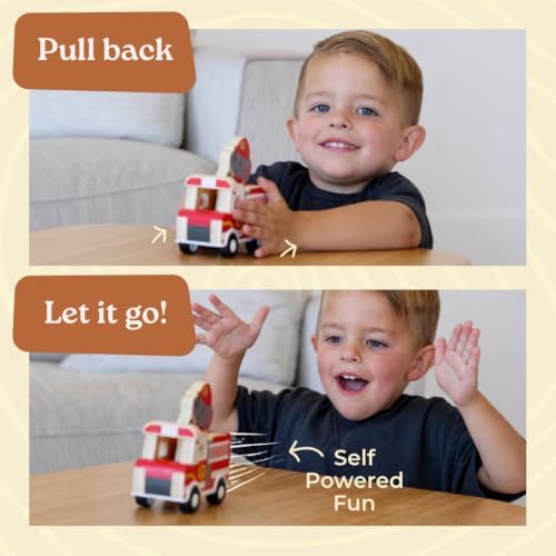 Little Acorn, Wooden Pull Back Cars with Mix & Match Characters | Montessori Toys for 1 & 2 Year Old | Car Toys for Toddlers 1-3 | Baby Toys 6-12 Months | Birthday Gifts for Boys Girls - Image 2