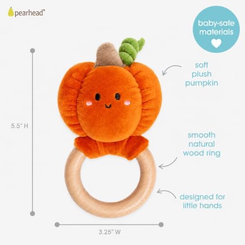 Pearhead Halloween Pumpkin Wooden Baby Teether - Image 3