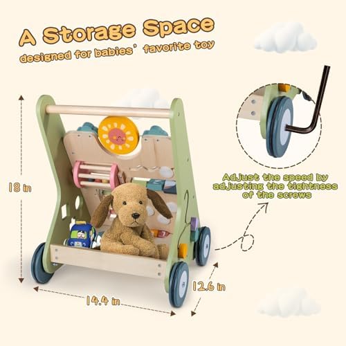 LOL-FUN Wooden Baby Walker with Wheels, Push Toy for Boys Girls 12 Months - Image 6