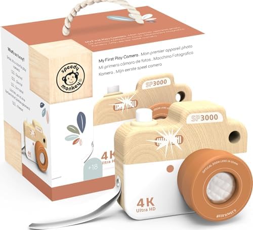SPEEDY MONKEY Wooden Toy Camera | Kids Kaleidoscope Lens Pretend Play by SpeedyMonkey