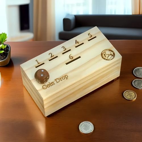 T one woods Coin Drop Game for Kids/Adult with dice and Wooden Box | Penny Game for Family Fun Coin Drop | Coin Drop Game for Family and Friends (Design-1) - Image 2