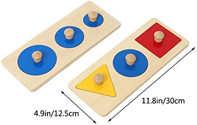 Montessori Multiple & Single Shape Puzzles - Jumbo Knob Wooden Geometry & Color Sorter for Toddlers - Image 6