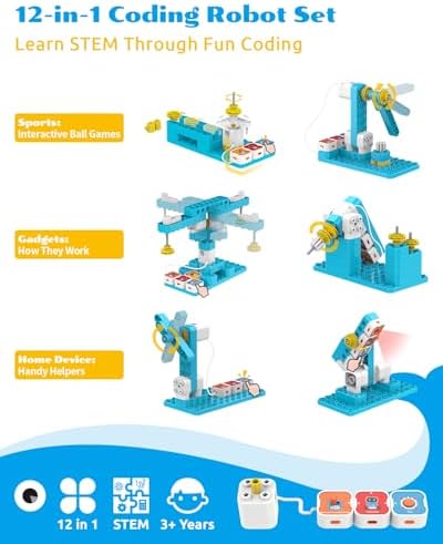 WhalesBot A3 12-in-1 STEM Blocks Coding Robot Kit for Kids, 61-Piece Educational Building Set with Interactive Storytelling, Ideal Toy Gift for Boys & Girls Ages 3-6 - Image 5