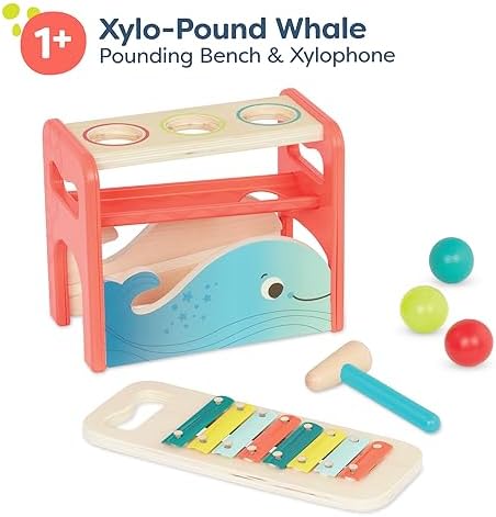 B. toys Xylo-Pound Whale Pounding Bench with Xylophone, Hammer Toy - Image 3