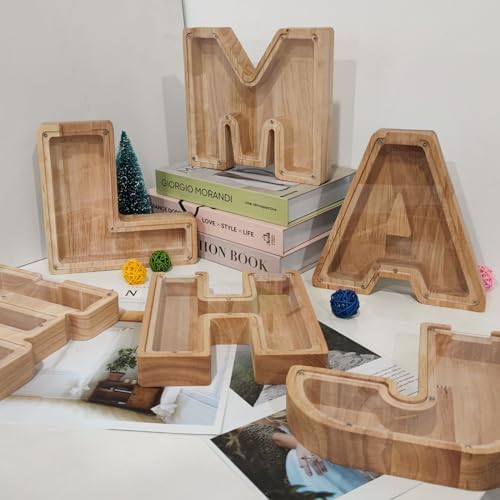 Wooden Letter Piggy Bank for Kids Boys Girls, A-Z Letters Wood Coin Bank Money Box, Piggy Bank for Toddler Family Christmas Birthday Gift(C) - Image 6