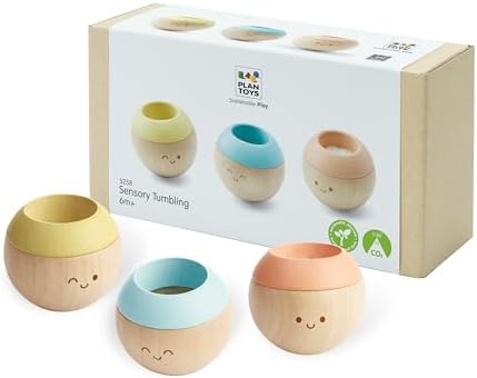 PlanToys® Pastel Wooden Tumbling Montessori Toy for Babies 6 Months+ Set by PlanToys