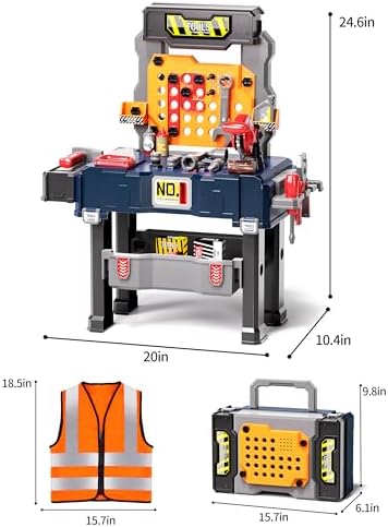 Deejoy Kids Tool Bench with Electric Drill and Engineer Vest - Image 5
