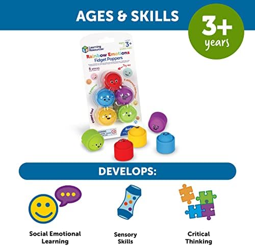 Learning Resources Rainbow Emotion Fidget Poppers, Sensory Toys, Social-Emotional Learning ,Sensory Toys for Toddlers, SEL Skills,Fine Motor Skills, Ages 3+,5 Pieces - Image 5