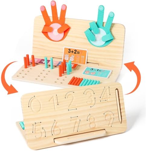 Montessori Learning Toys for Toddlers, Double-Sided Preschool Educational Math Manipulatives Number Counting Blocks, Finger Counting Math Toys for Kids 3-5 Year Old Boys Girls Gift by Unknown