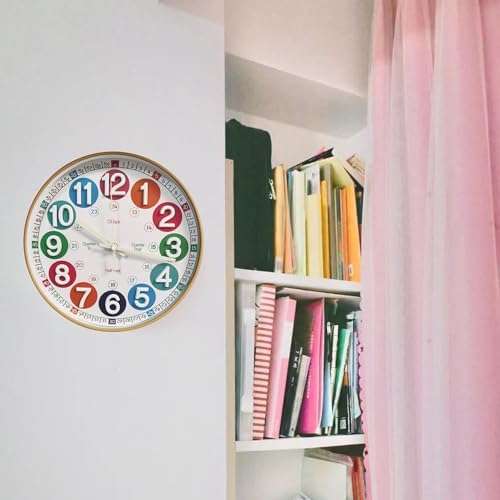 Learning Time Clock for Kids,12 Inch 3D Numbers Colorful Clock Face Silent Clocks，Bedroom,Kitchen,Classroom,Décor at School, Clear Digital Wall Clock for Kids Room (3D Wood Color Luminous) - Image 5