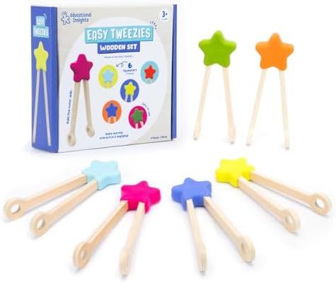Educational Insights Easy Tweezies Small Group Set - Fine Motor Toys for Kids, Sensory Bin Tools, Preschool Classroom Must Haves & Therapy Toys, Wooden Tweezer Activity Kit for Toddlers Ages 3+ by EducationalInsights