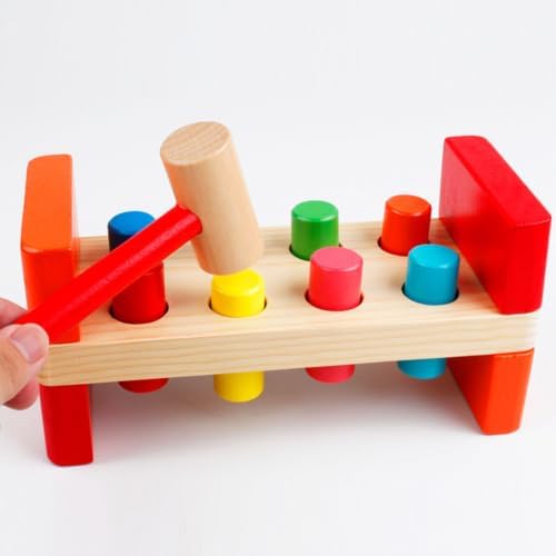 Wooden Pounding Bench Toy, Peg Hammering Game - Image 2