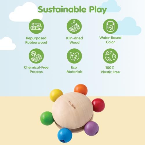 PlanToys® Wooden Pull & Grasp Baby Toy Montessori Sensory Kids Activity Set - Image 3
