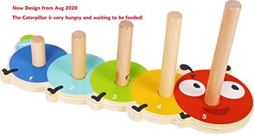 TOWO Wooden Stacking Rings Toy, Caterpillar Counting Ring Stacker - Image 5