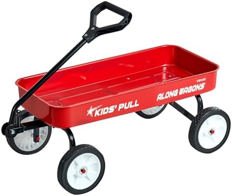 VEVOR 39 inch Pull Along Kids Wagon, Red Rolling Utility Cart Wagons for Kids, Cargo Wagon for Garden, Beach, Camping for Child Present by VEVOR
