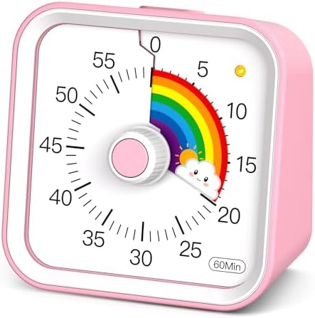 Visual Timer for Kids, Rainbow Timer with Pause Function, Pink by InfPokidCuteVisualTimer