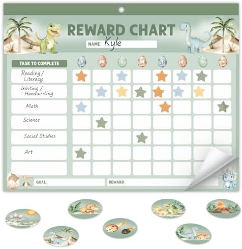 ZICOTO Fun Magnetic Reward Chart for Kids - Dinosaur Chore Chart for Boys by ZICOTO
