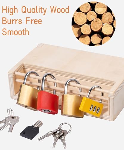 Montessori Lock and Key Toy Set, Toy Keys Homeschool Preschool Learning Activities, Wooden Montessori Materials Learning & Education Toys for 3+ Year Old Kids (6 Pack Locks) - Image 2