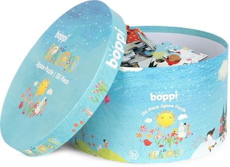 boppi Seasons Round Jigsaw Puzzle with 100% Recycled Card Spring Summer Autumn and Winter Scenes 150 Pieces for Children 5 6 7 8 Years 58cm Diameter - Image 6