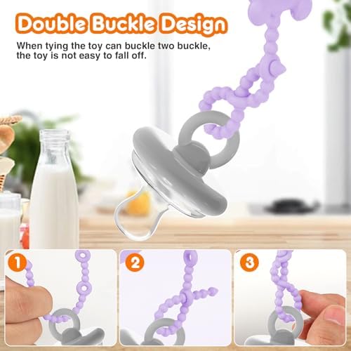 Toy Straps for Baby, 6pcs Adjustable Toy Holder for Stroller Accessories, Silicone Baby Tether Pacifier Clip, No Throw Baby Travel Essential Leash for High Chair, Car Seat, Baby Toy Clips,Cribs - Image 4