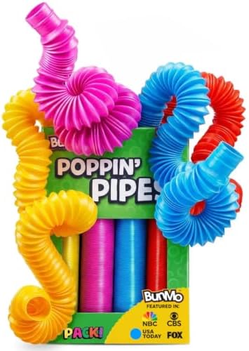 BUNMO Pop Tubes - Sensory Toys - Fidget Toys - Imaginative Play & Stimulating Creative Learning - Hours of Fun for Kids - Tons of Ways to Play - Non-Mouthable Toy 3+ - 4 Pack Large by BunMo