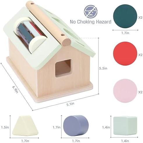 Pillowhale Montessori Activity Cube for Toddlers 12 Months+, Wooden 5-in-1 Learning Toy with Object Permanence Box, Shape Sorting & Stacking, Fine Motor Skills Toy for Baby Boys Girls - Image 5