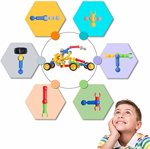 SHUNLAM Building Toys for Kids, 110 Pcs STEM Toys for Boys and Girls, Interlocking Playset for Age 3+, Kids Creative Kit (110 PCS) - Image 3