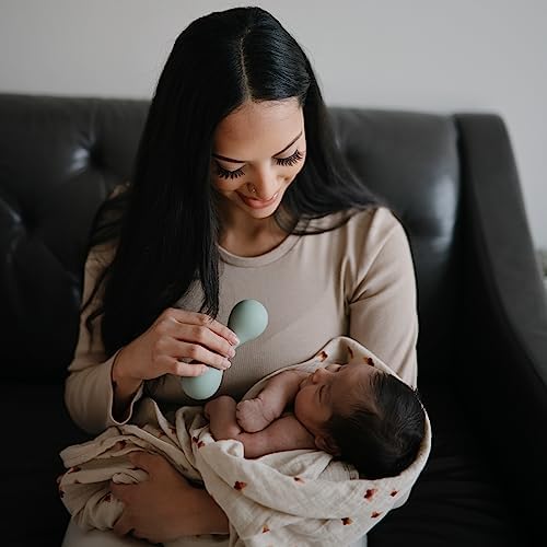 mushie Silicone Baby Shaker Rattle Toy | Ages 3+ Months (Dried Thyme) - Image 4