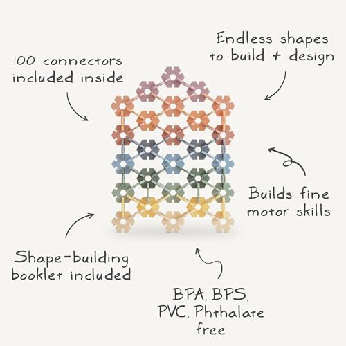 mushie HEX Connect Building Toy Set | 100 Pieces for Kids 5 Years+ | Preschool Educational and Toddler Montessori Toys - Image 2