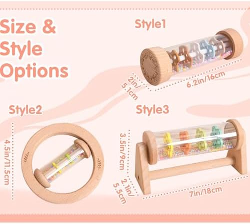 Custom Engraved Wooden Baby Rattle, Personalized Baby Rain Stick Rattle, Engraved RattleRainbow Hourglass Rattle, Gift for Kids - Image 7