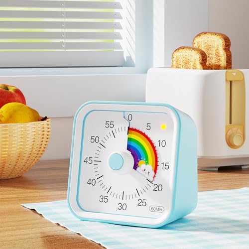 Visual Timer for Kids, Rainbow Timer with Pause Function, Blue - Image 4