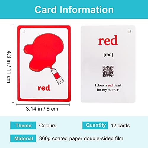 Lilias Colors Flash Cards, Toddler & Preschool Learning Toys, Kindergarten Learning Supplies, 4.3 x 3.14 Inch, 12 Cards in Set - Image 2