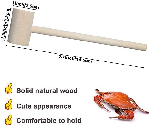 36 Pieces Mini Wooden Hammers Gavel Toy for Kids, Natural Wood Crab Lobster Seafood Mallets - Image 2