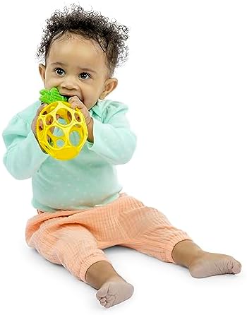 Bright Starts Oball Easy Grasp Pineapple Teether Toy, Hold My Own Collection, BPA Free, Unisex, Newborn and Up - Image 2