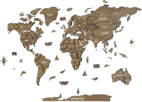 Colorfull Worlds, Multilayer 3D Wooden World Map, Travel Map States and Capitals, Wall Decor For New House, Gift For Travelers, Office Decor, Birthday Present, Living Room Decoration (XL, Betül) by ColorfullWorlds