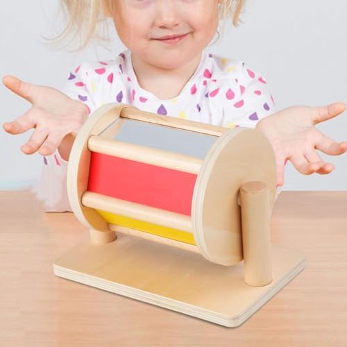 Rotating Drum Rolling Drum Roller, Color Recognition, Wooden Toy with Mirror and Bell for Children Infant Toy - Image 7