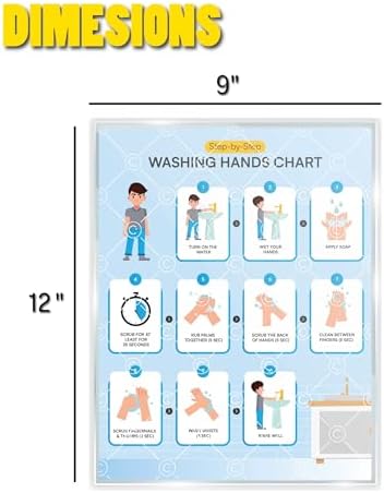 Washing Hands Chart Step by Step Laminated 9x12 Inch for Children Self Care Visual Chart Ideal for Special Needs and Autism (Washing Hands Chart - English) - Image 6