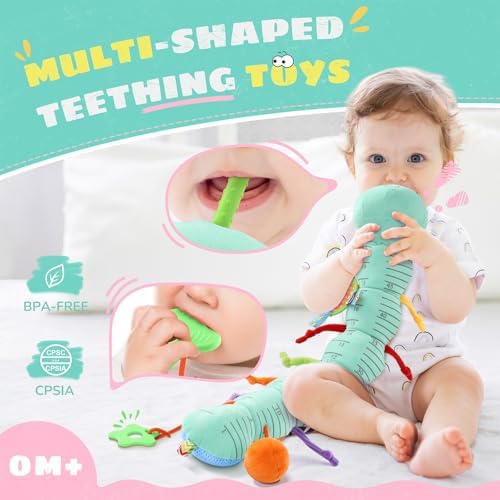 AWOTOY Baby Toys Sensory Music Caterpillar Stuffed Animals Infant Toys,Blue - Image 4