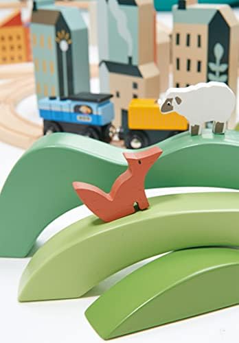 Tender Leaf Toys - Green Hills View - Wooden Stacking, Building Toy Stacker, Blocks - Open-Ended Toy Set with Green Hills View for Inspires Creative and Imaginative Roleplay - Age 3+ - Image 3