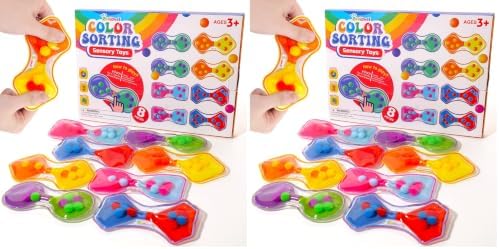 Sensory Fidget Toys for Kids Toddler: 16 Pack Color Sorting Squeeze Toys by ZaxiDeel