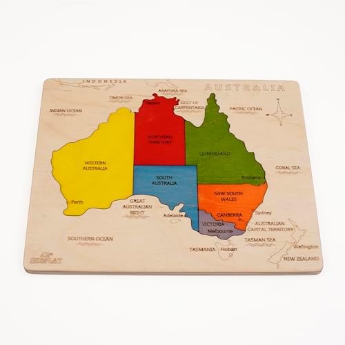 Australia Map Wooden Jigsaw Puzzle for Kids | 6 Puzzle Pieces | Learning & Educational Toy Gift for Boys & Girls Ages 3 Years and Above - Image 3