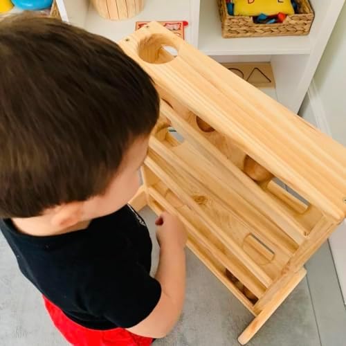 Handmade Wooden Montessori Ball Drop Toy for Toddlers 1 Years Old and Up - Baby Ball Track - Ball Tower Slide - First Birthday Gift - Includes 3 Wooden Balls - Image 7