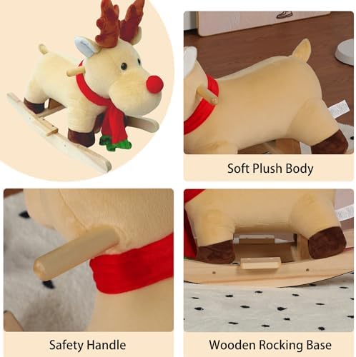 Kids Rocking Horse Ride-On Animal Rocker Toy for Child 1-3 Years Apricot - Image 4