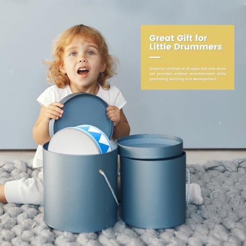 Kids Drum Set 8 Inch Wooden Toy Drum with 2 Mallets & Adjustable Strap - Image 5