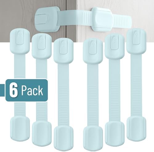 Bates- Child Safety Strap Locks, 6 Pack, Pastel Blue, Baby Cabinet Locks - Image 2