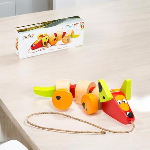 Cubika Wooden Walk Along Sausage Dog – Pull Toy for Toddlers Ages 1-3 – Montessori Inspired, FSC-Certified Wood, German Water-Based Paint – Travel Wooden Toys for Boys and Girls - Image 2