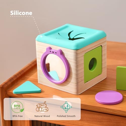 Youuys Wooden Baby Tissue Box Toy - Montessori Tissue Box Toy for Babies 12 Months with 3 Shape Blocks & 8 Silk Paper, Baby Boy Girl Gifts for Babies 12 18 Months Old Birthday Children Day - Image 5