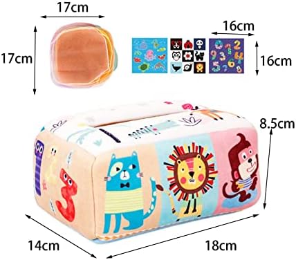 Baby Sensory Toy Tissue Box with Silky & Crinkle Tissues - Montessori Fine Motor Skills Developmental Pull Toy for Toddlers - Image 2