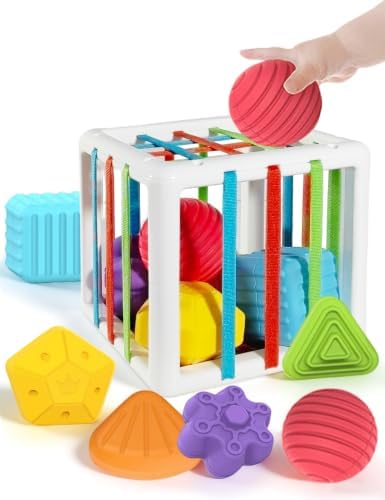 Montessori Toys for 1 Year Old - 6 Pc Shape Sorter Activity Cube by Unknown