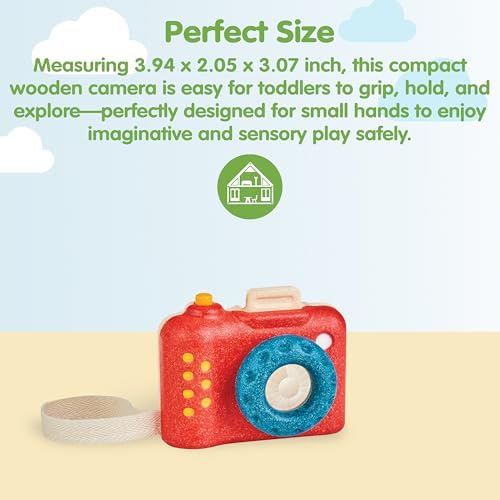 PlanToys® My First Wooden Toy Camera for Toddlers Ages 18+ Months Pretend - Image 2